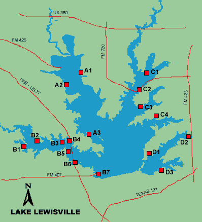 lake lewisville fishing guide map